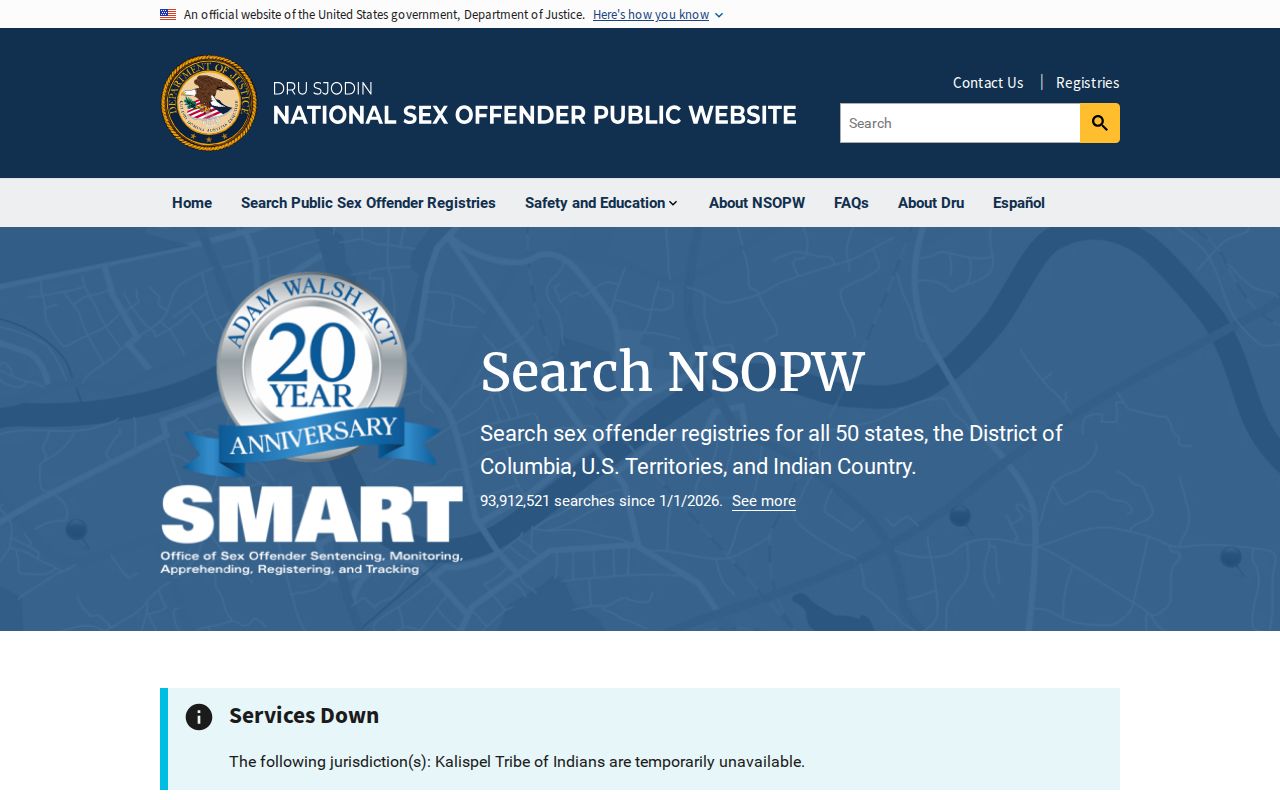 San Augustine County sex offender lookup through the DOJ national registry
