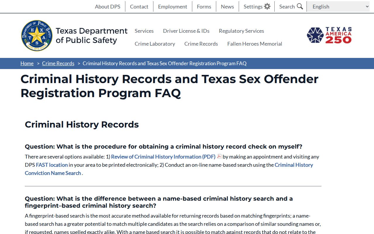 Texas DPS risk duration and verification rules for a San Augustine County sex offender lookup
