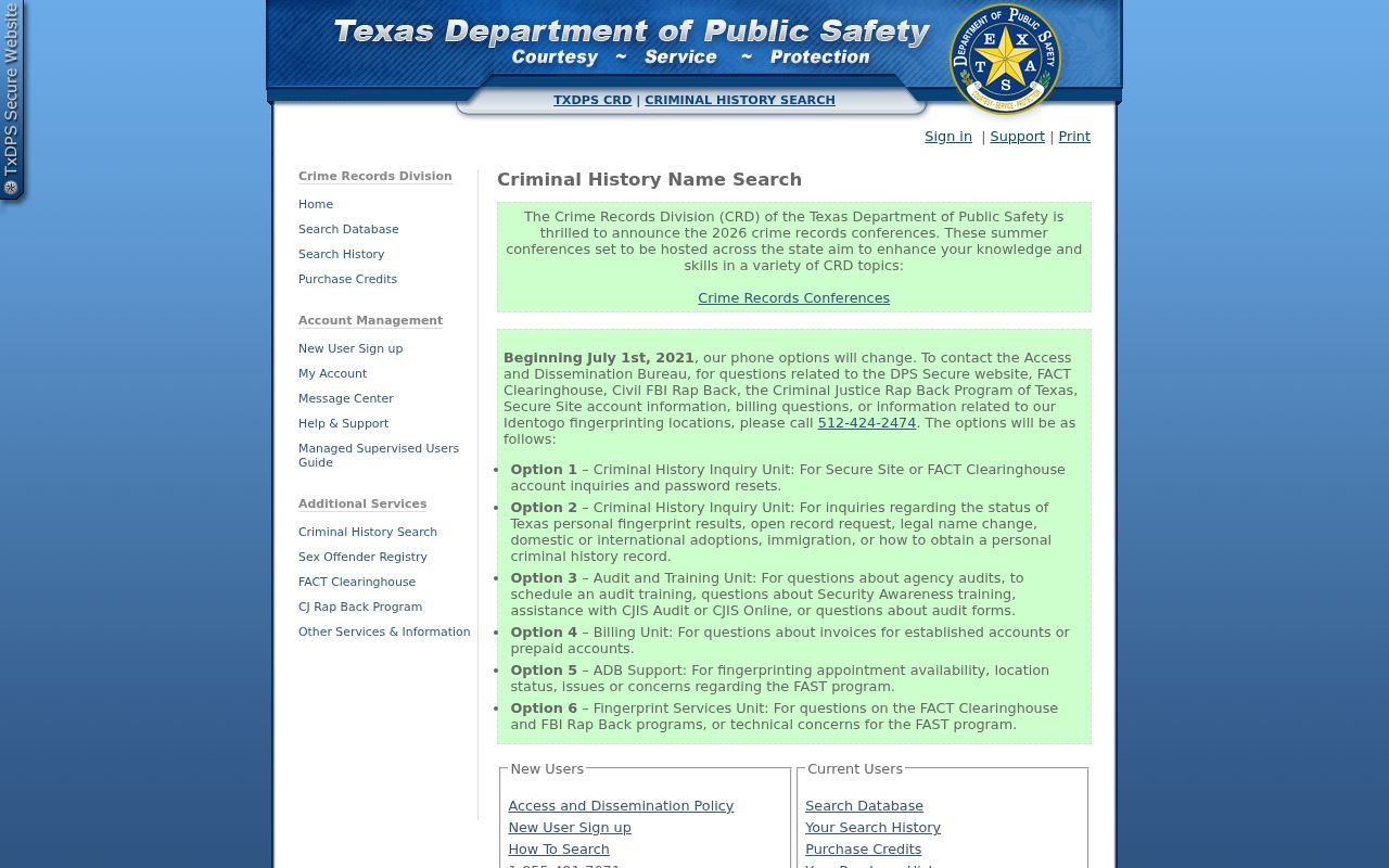 San Augustine County criminal history Texas DPS name search